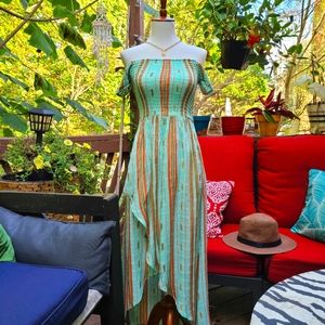 Off-the-Shoulder High-Low Maxi Dress